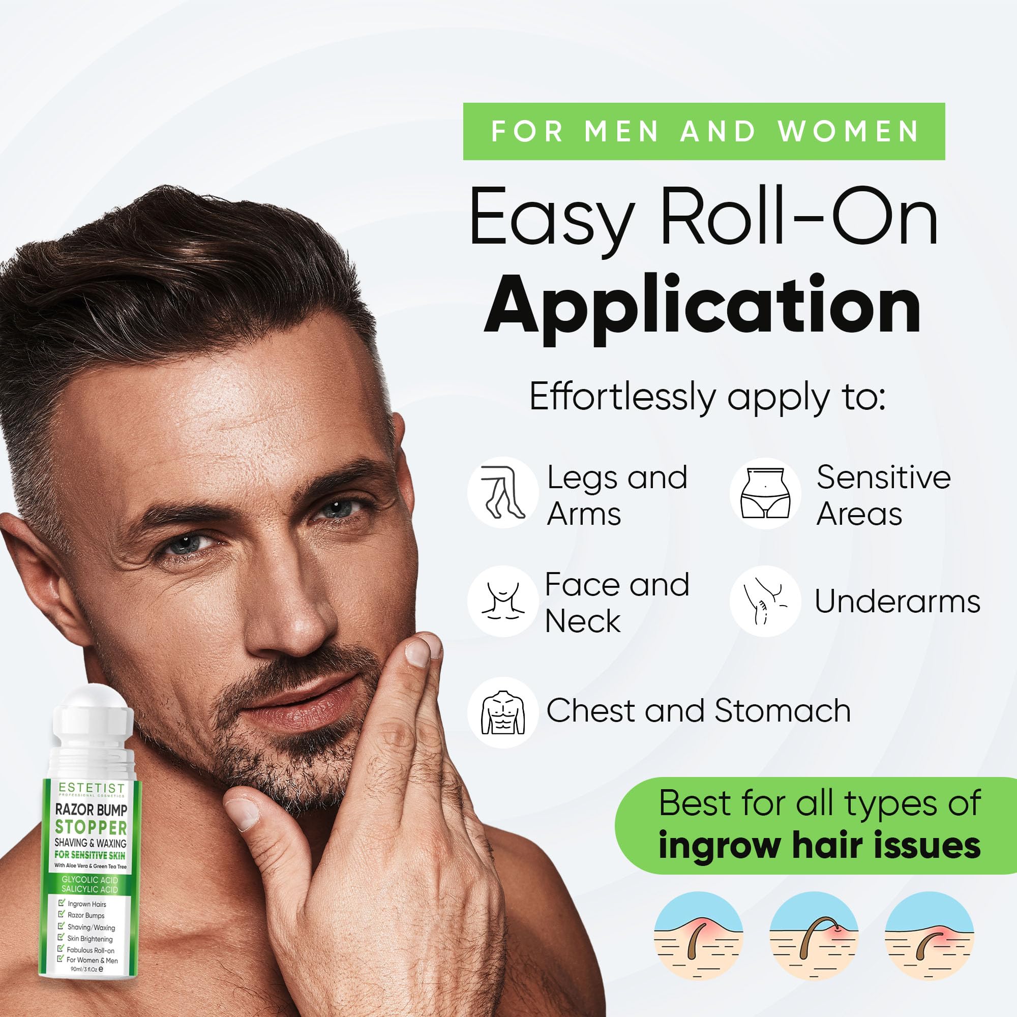 Estetist Razor Bump Stopper legs roll-on provides cooling comfort