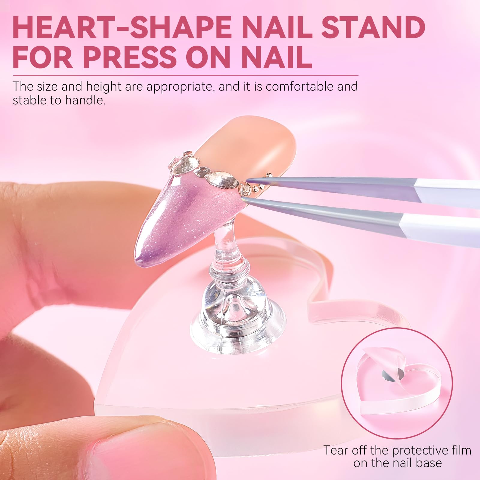 ESUOHYM heart-shaped acrylic holder for complex nail designs