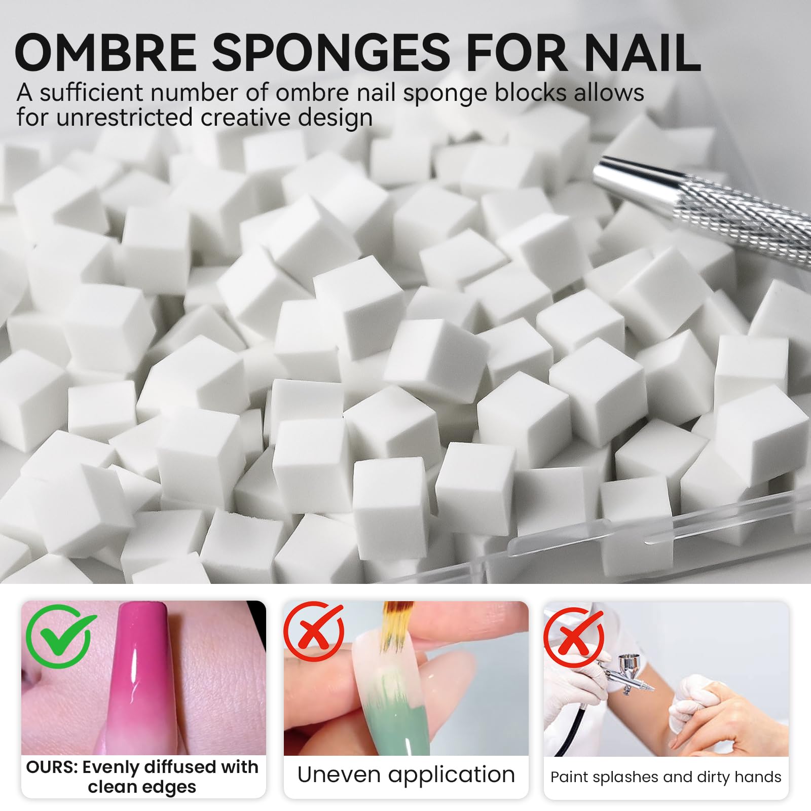 Esuohym grabbing pen action demonstrates easy control during ombre sponge use.