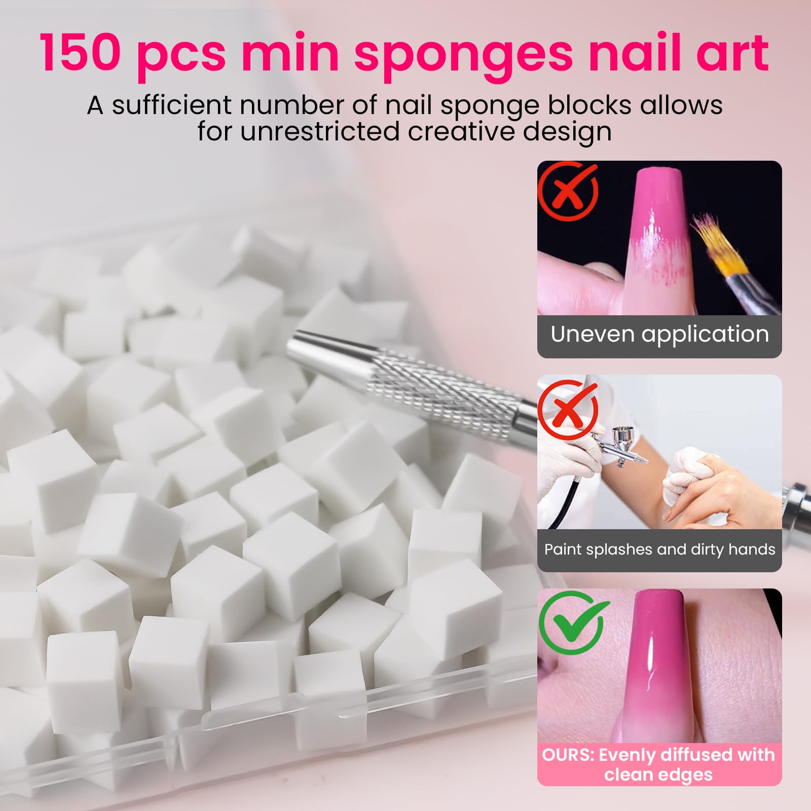 ESUOHYM high-density nail sponges deliver secure pickup and clean blending.