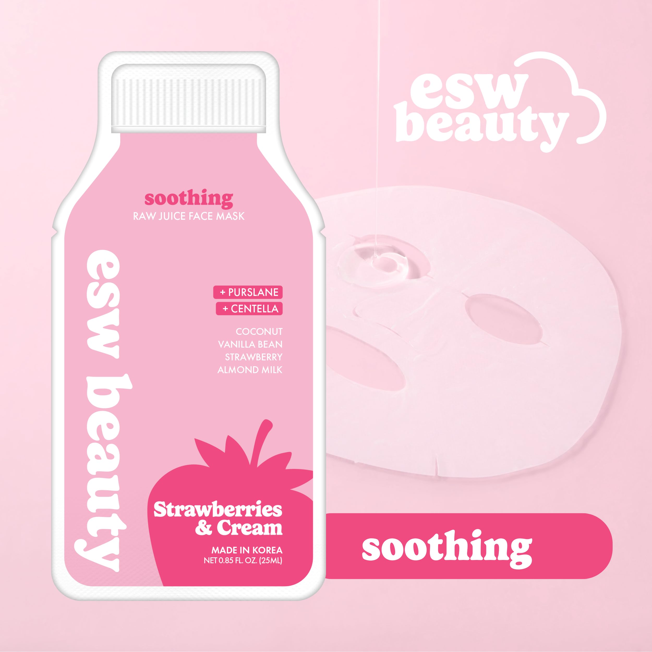 ESW Beauty Fresas y Crema Mascarilla de Hoja: leche de almendra que ayuda a suavizar.