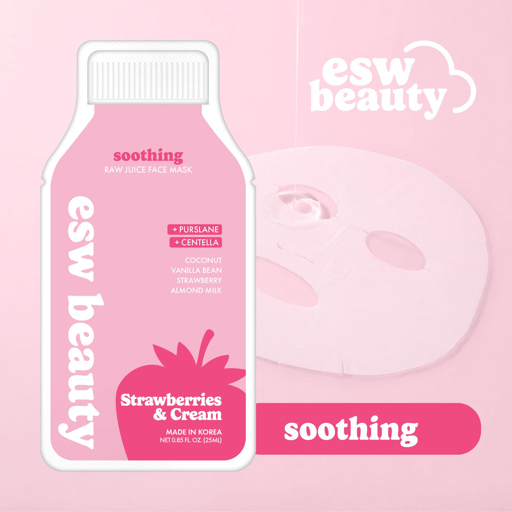 ESW Beauty Fresas y Crema Mascarilla de Hoja: leche de almendra que ayuda a suavizar.