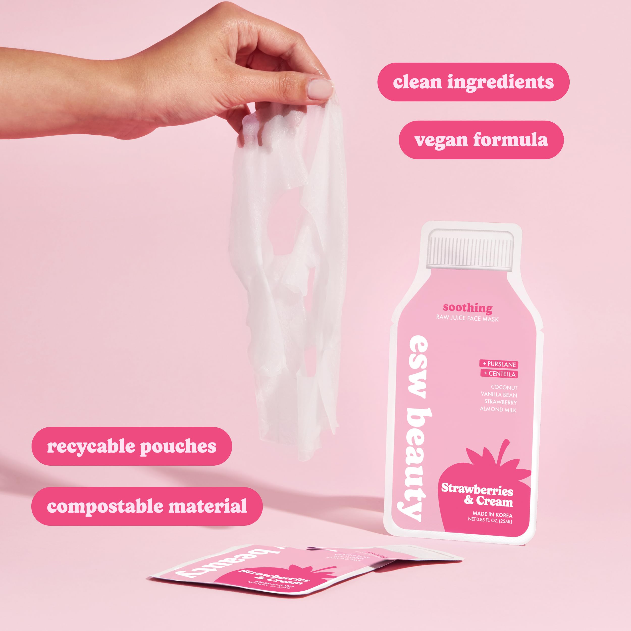 ESW Beauty Fresas y Crema Mascarilla de Hoja: temporizador para 15–20 minutos de uso.