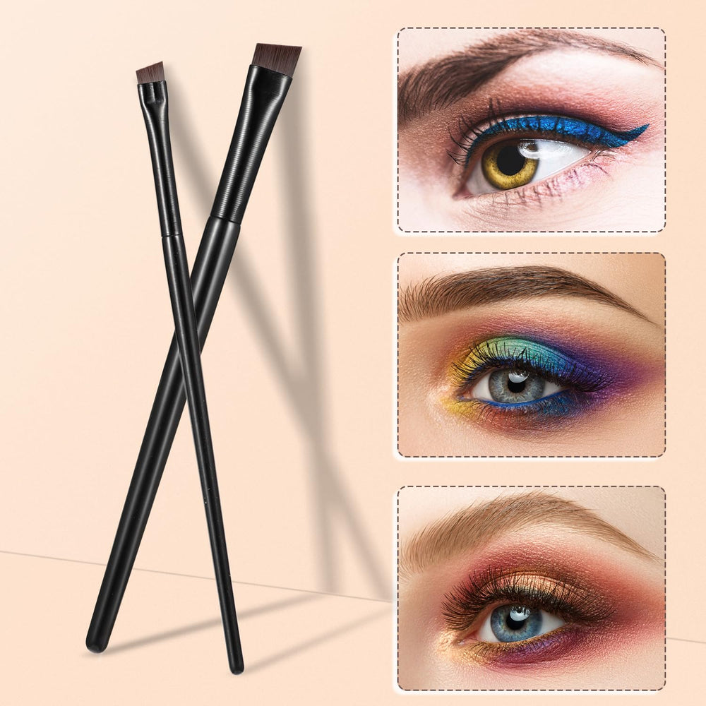 Etercycle eyebrow and eyeliner brushes laid out for versatile makeup application