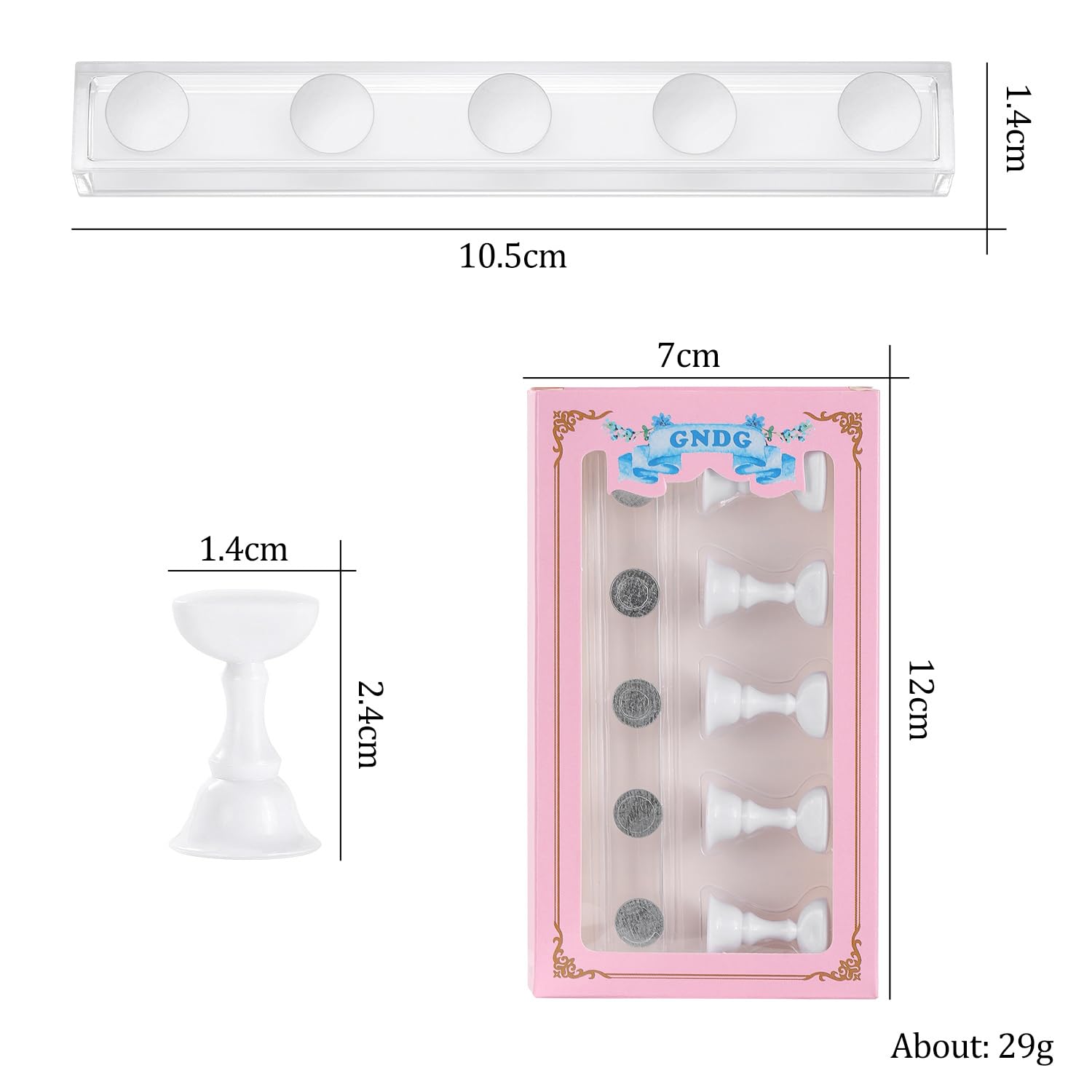 Expositor de uñas Etercycle para demostraciones limpias y profesionales.