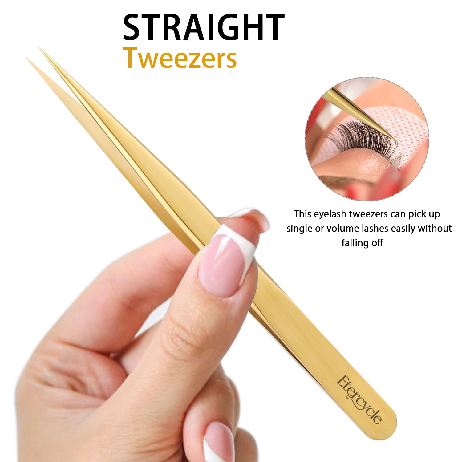 Etercycle curved lash tweezer for effortless classic lash pickup