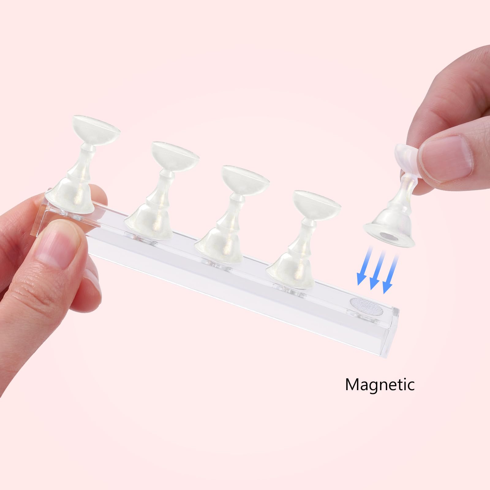 Etercycle magnetic-base close-up demonstrates firm hold during detailed nail art.