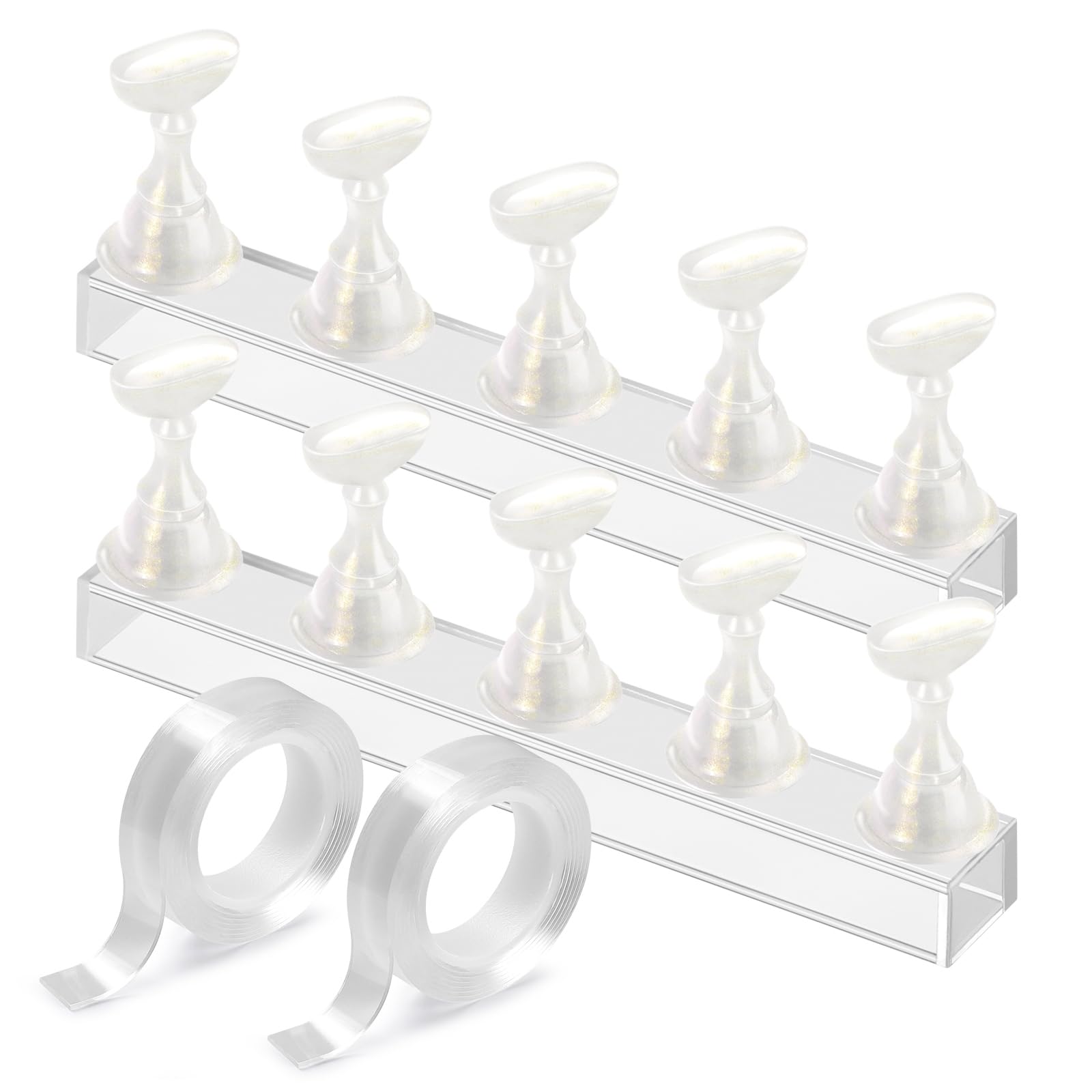 Etercycle nail stand white-gold front view with secure magnetic base for steady practice.