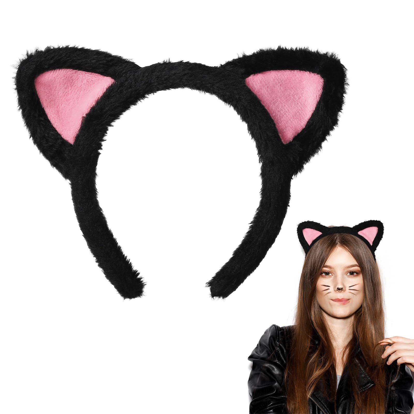 Etercycle orejas de gato negras de felpa, ideal para cosplay y fiestas