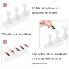 Soporte cristal Etercycle, exhibe uñas falsas con estilo y claridad.