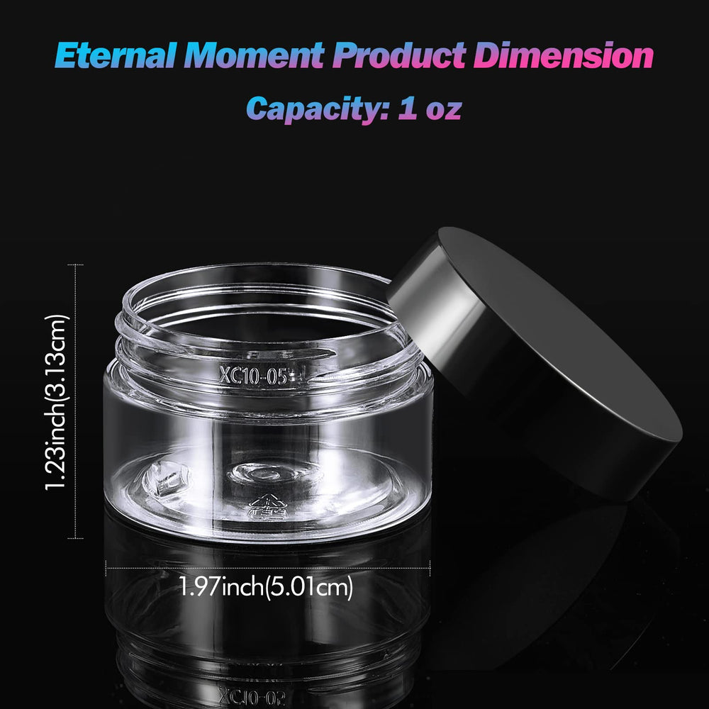 Eternal Moment 1oz clear jar wide mouth for easy filling.