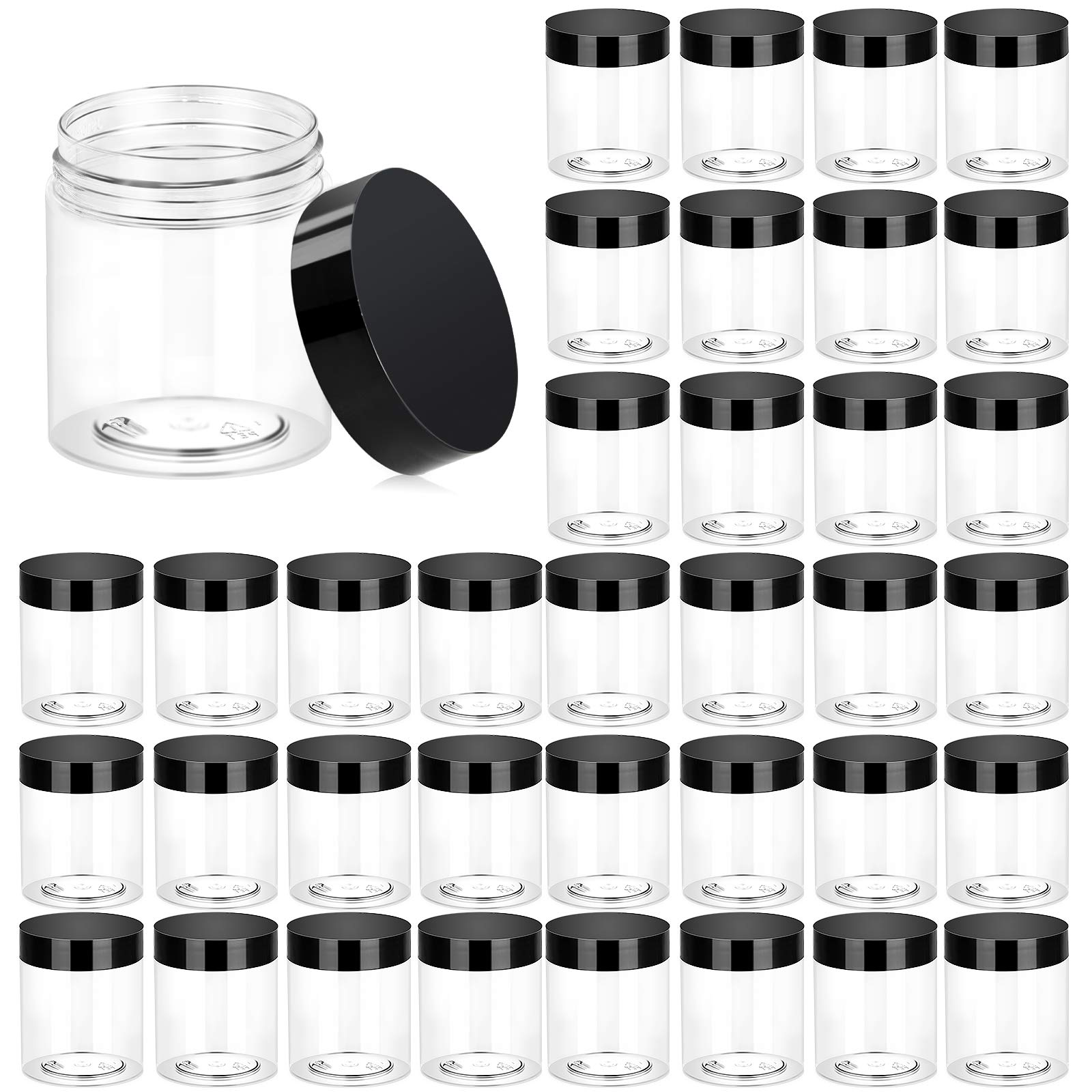 Eternal Moment 3oz clear jars with lids for easy content visibility.
