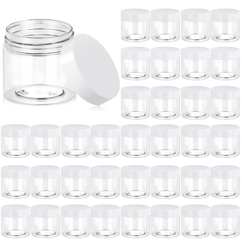 Eternal Moment 36-pack 6oz jar with clear lids, ideal for organized cosmetics.