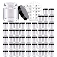 Eternal Moment 4oz clear jar with black lid for easy content preview and storage.