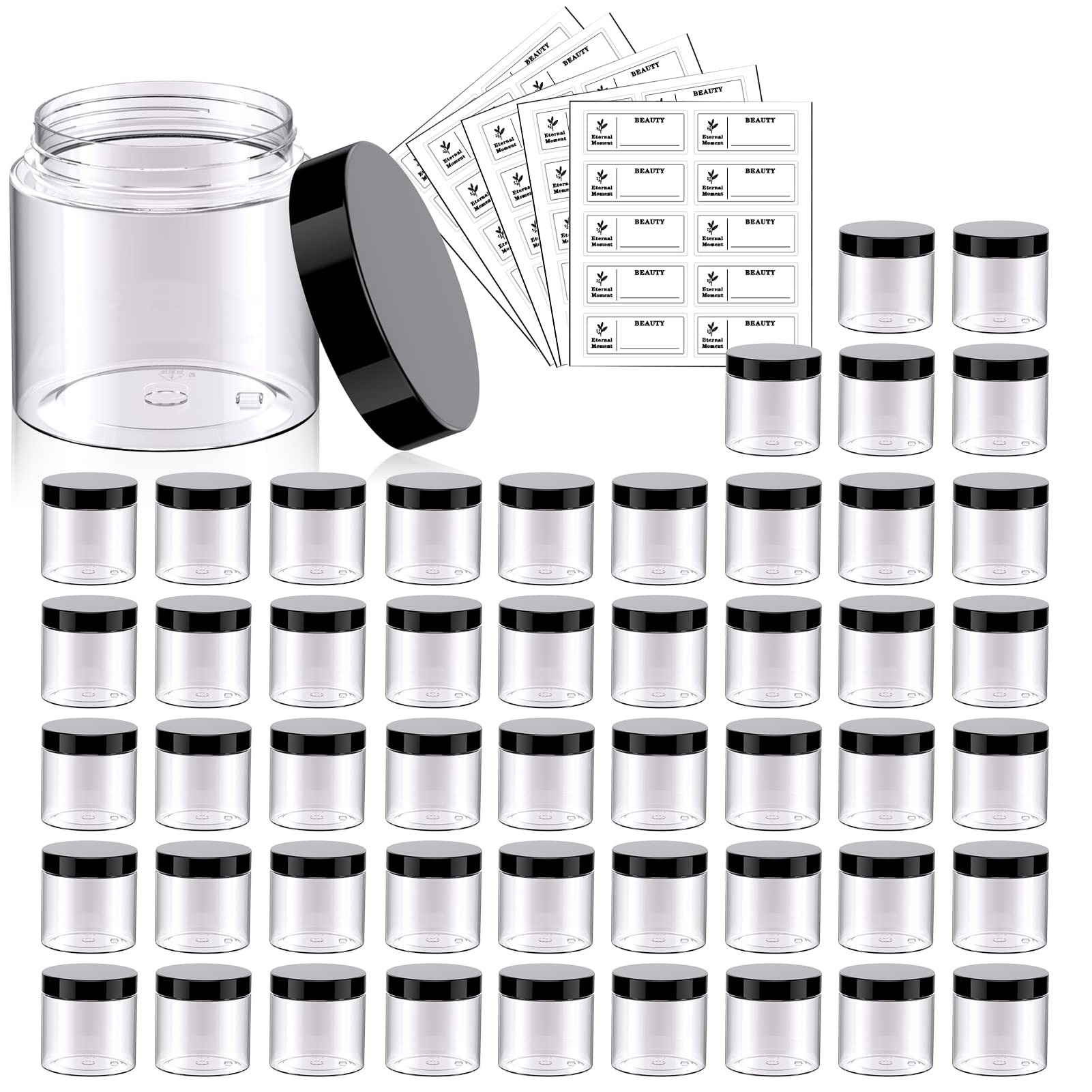 Eternal Moment 50-pack 2oz jar with lids, perfect for organizing samples.