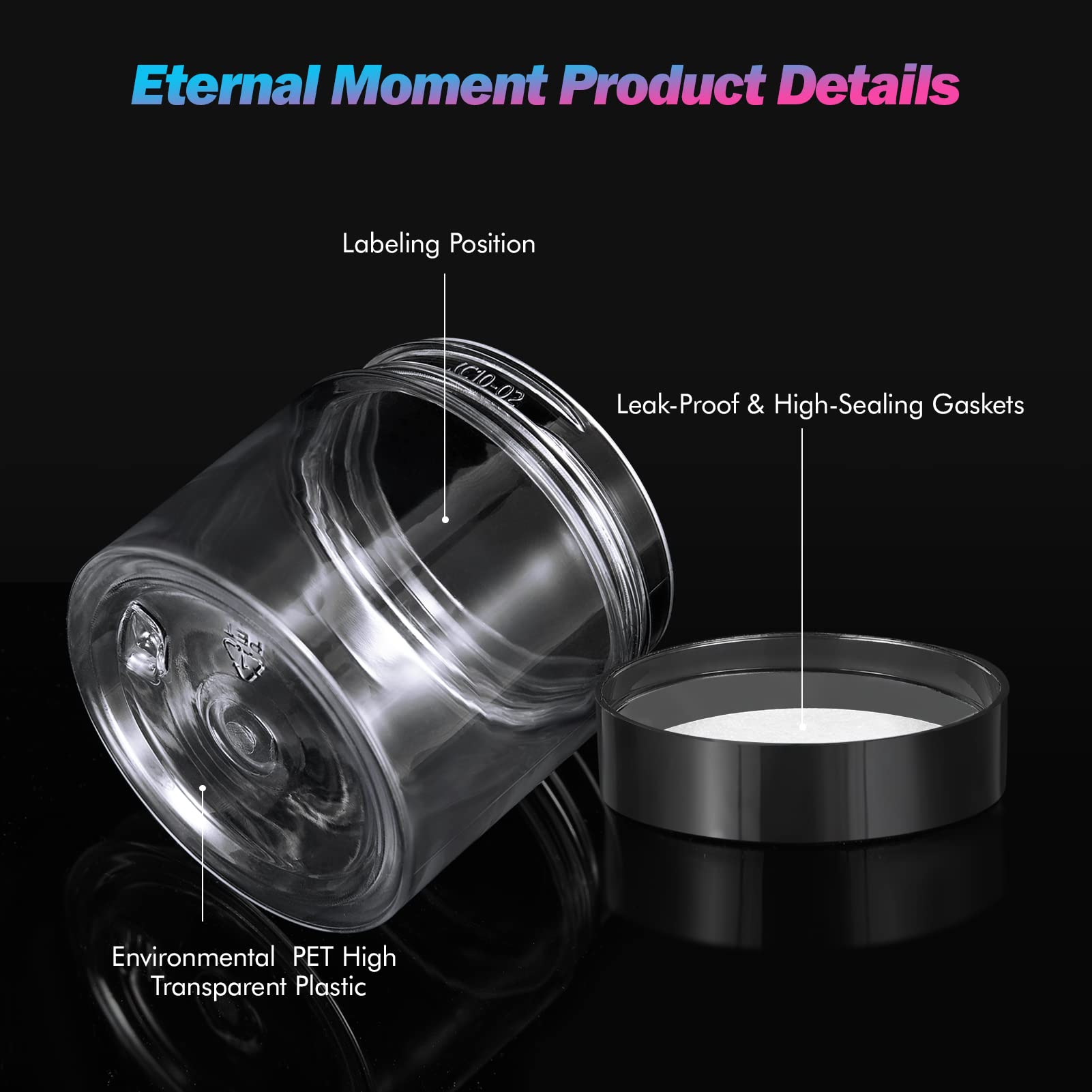 Eternal Moment air-tight foam-seal ensures secure storage of creams and oils.