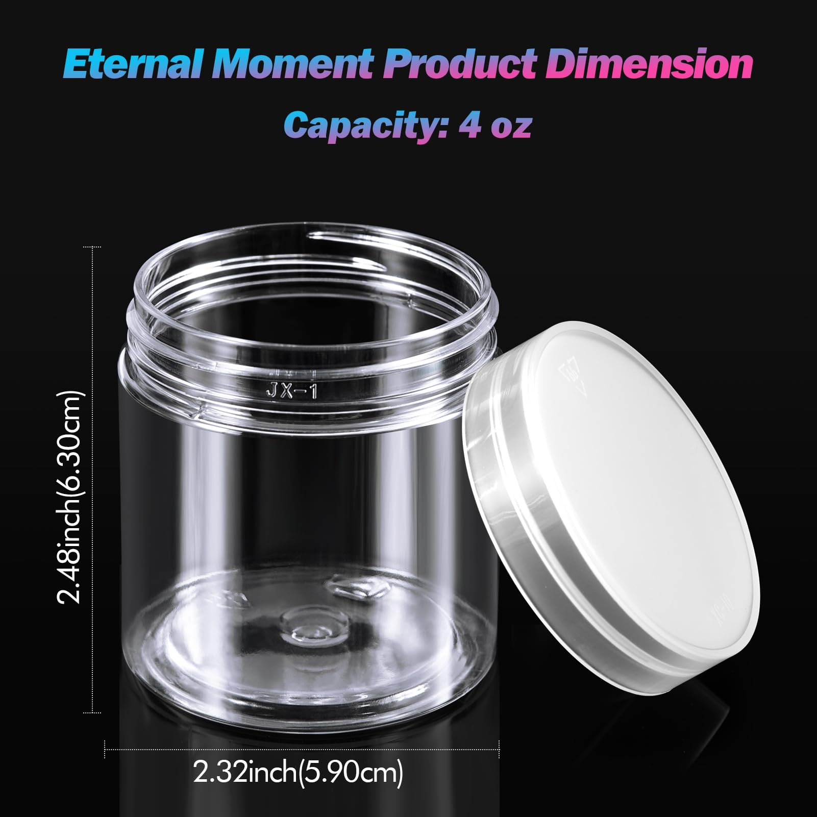 Eternal Moment 4oz jar with clear lid showcases contents securely for travel.