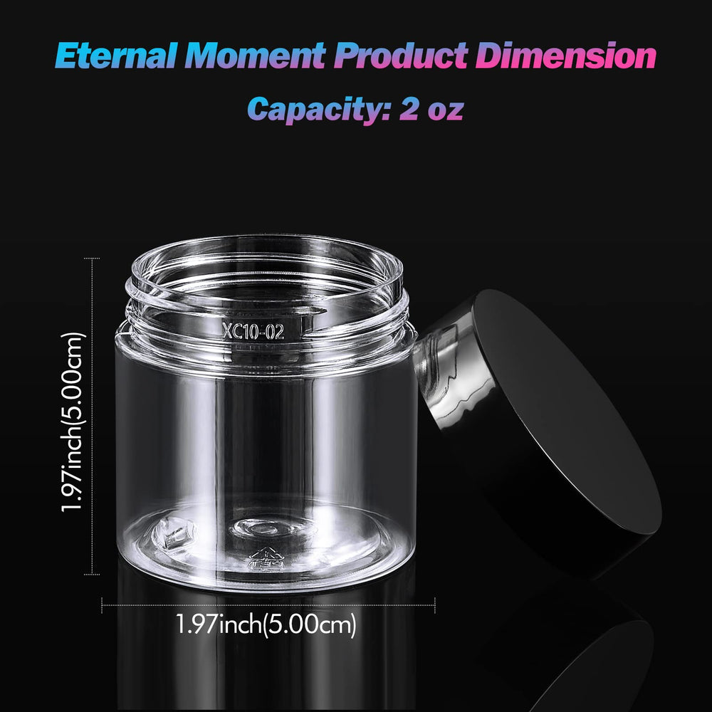 Eternal Moment transparent 2oz jar close-up ideal for cosmetics and samples.