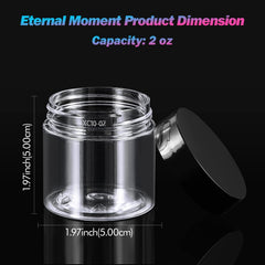 Eternal Moment transparent 2oz jar close-up ideal for cosmetics and samples.