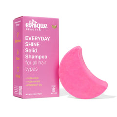 Ethique Barra de Champú para uso diario aporta brillo suave y cabello sedoso.