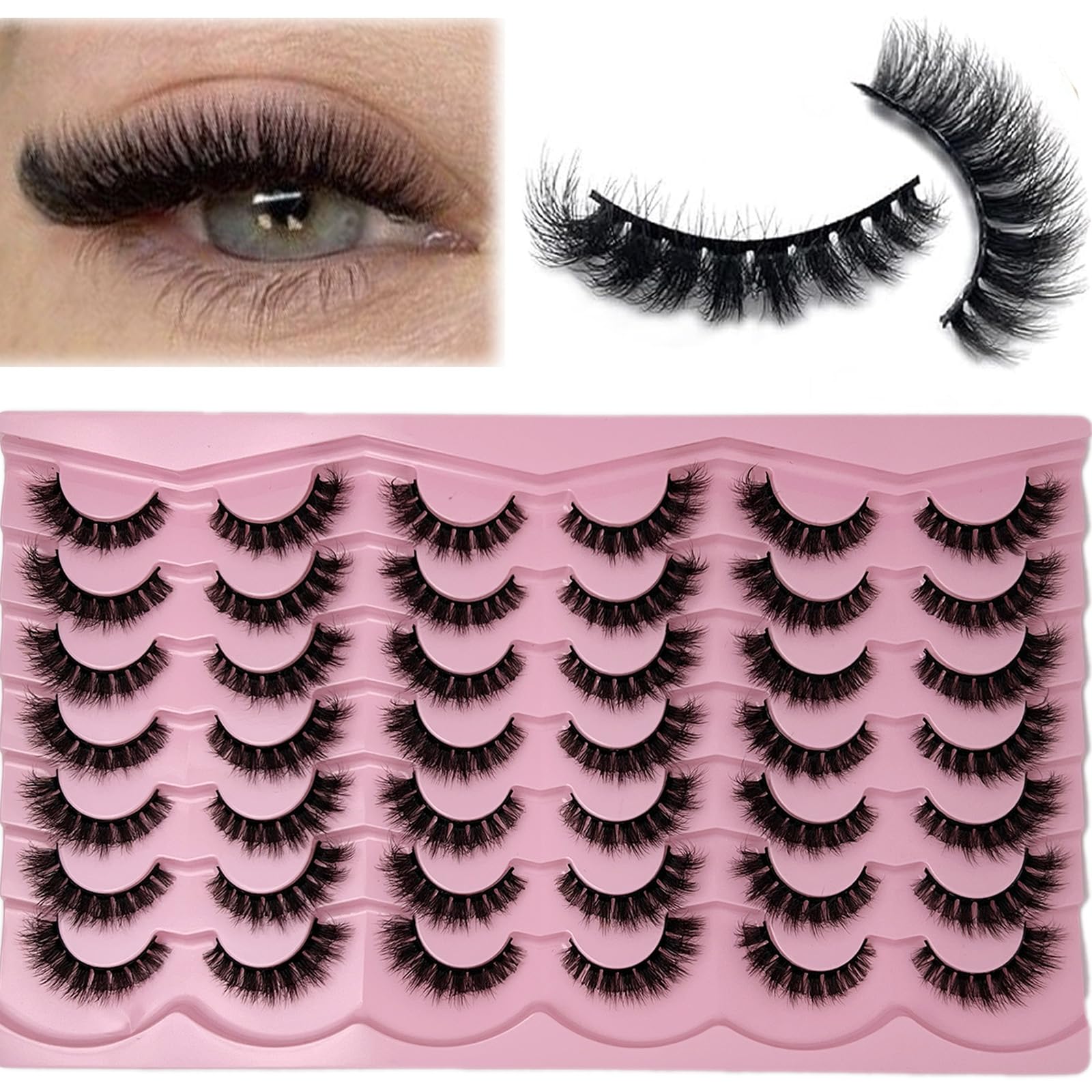 Etokdos 3D faux mink lashes close-up shows layered volume.
