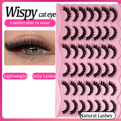 Etokdos wispy cat-eye lashes enhance eye shape with soft texture.