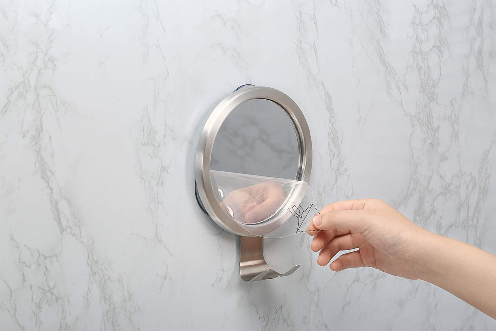 Ettori stainless steel hook on fogless shower mirror for accessories