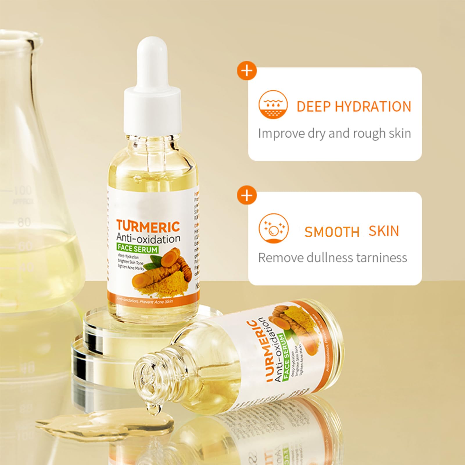 El suero facial de cúrcuma Etuanxi se absorbe rápido y aporta brillo natural.