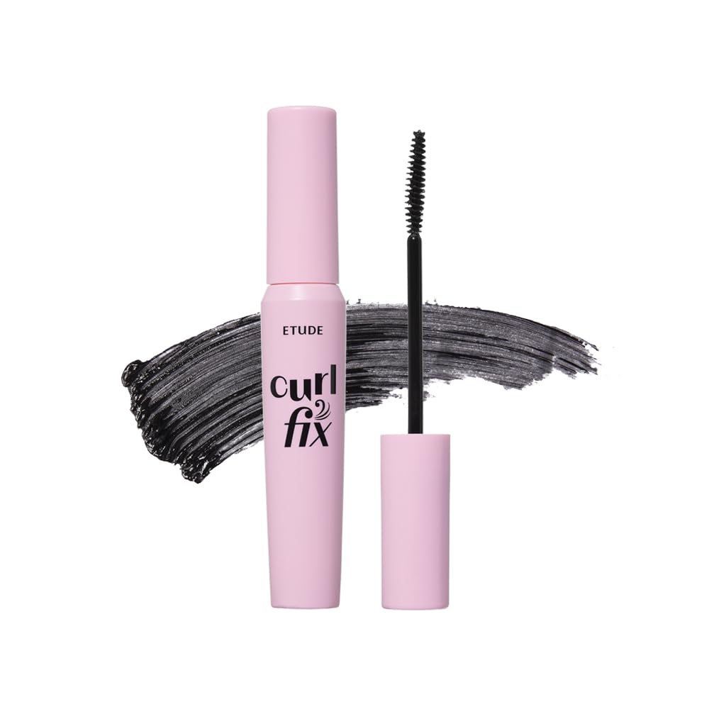 ETUDE Curl Fix Mascara con aplicador cuadrado para rizo definido y sin grumos.
