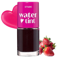 Etude Dear Darling Water Tint Strawberry Ade lip swatch showing vibrant hydration