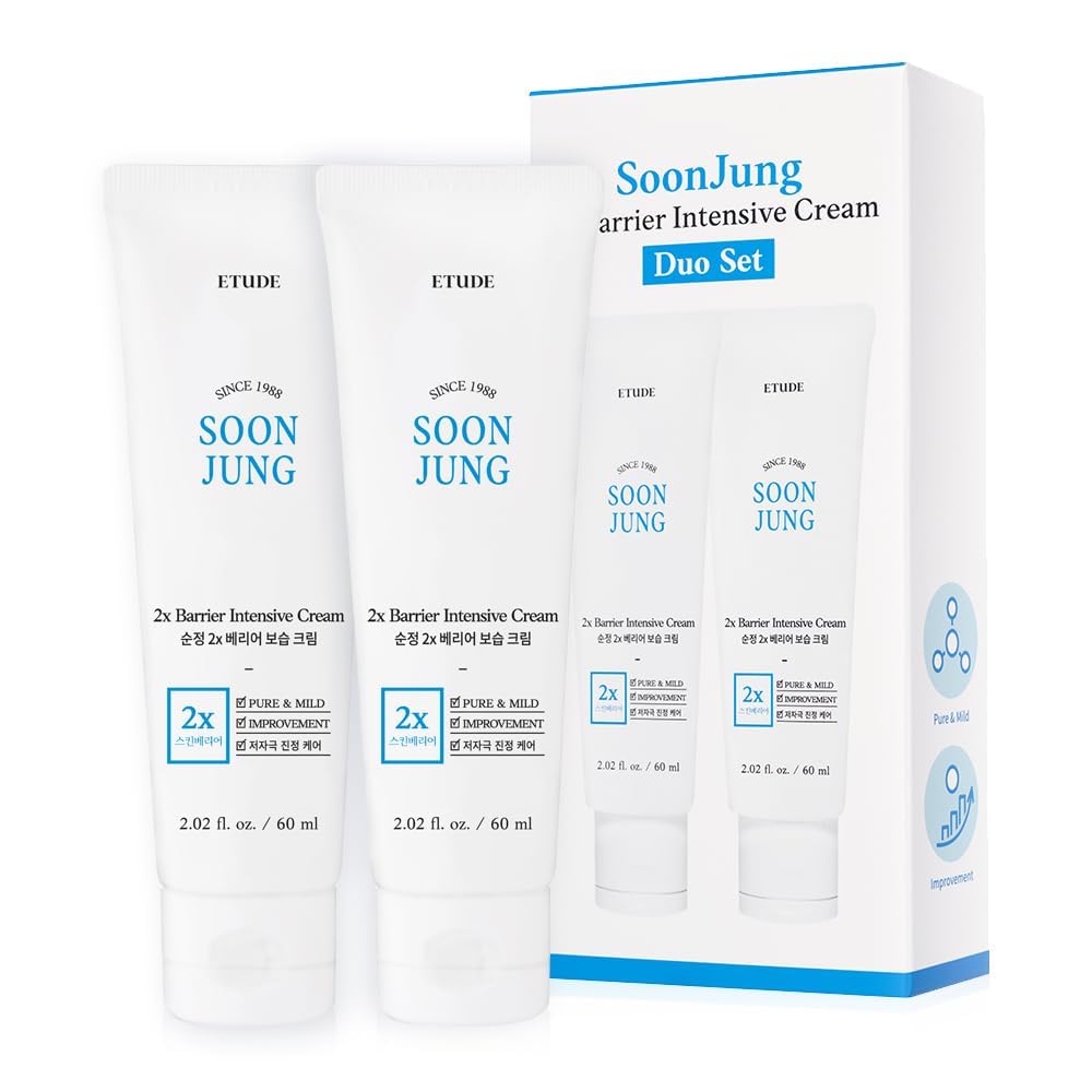 ETUDE SoonJung 2x Intensive Cream Duo Pack on display for barrier hydration.