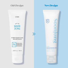 Aplicación de ETUDE SoonJung en rostro, crema calmante para piel sensible.