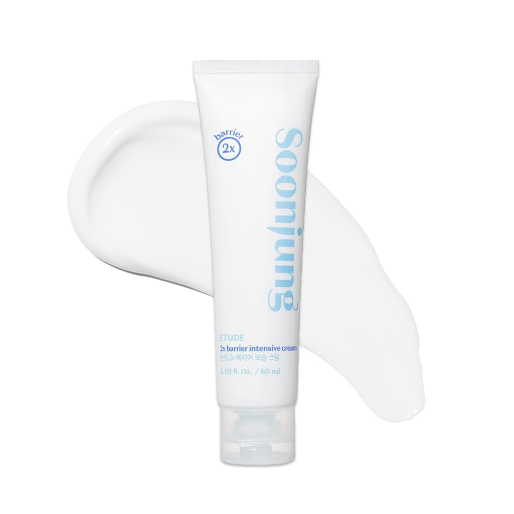 ETUDE SoonJung crema barrier en botella, hidratación suave para piel sensible.