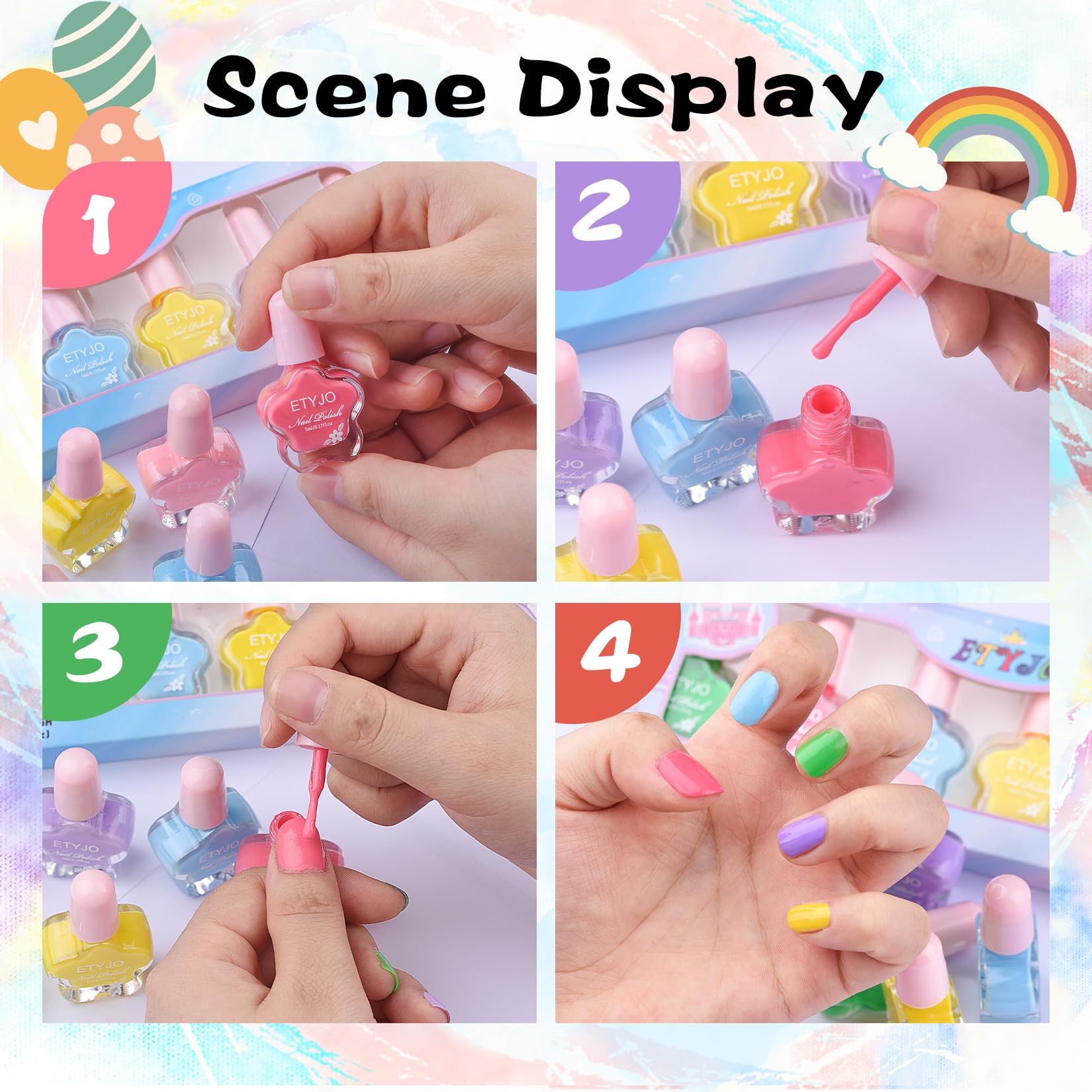 Child painting nails with ETYJO color demonstrates safe, enjoyable play.