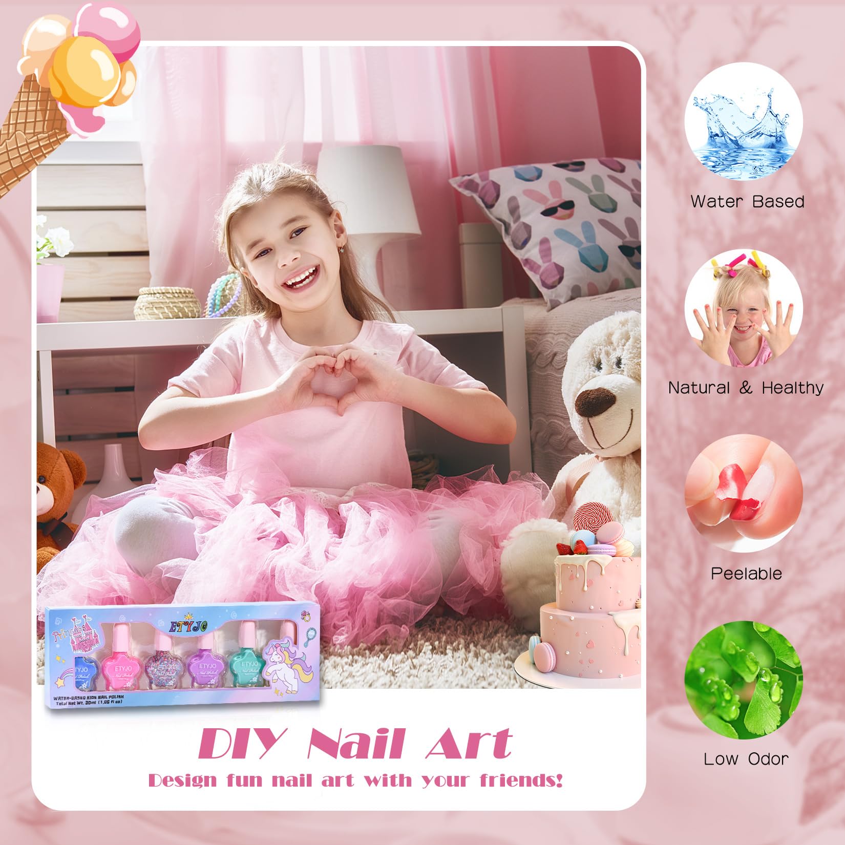ETYJO quick-dry action demonstrates nails drying in minutes.