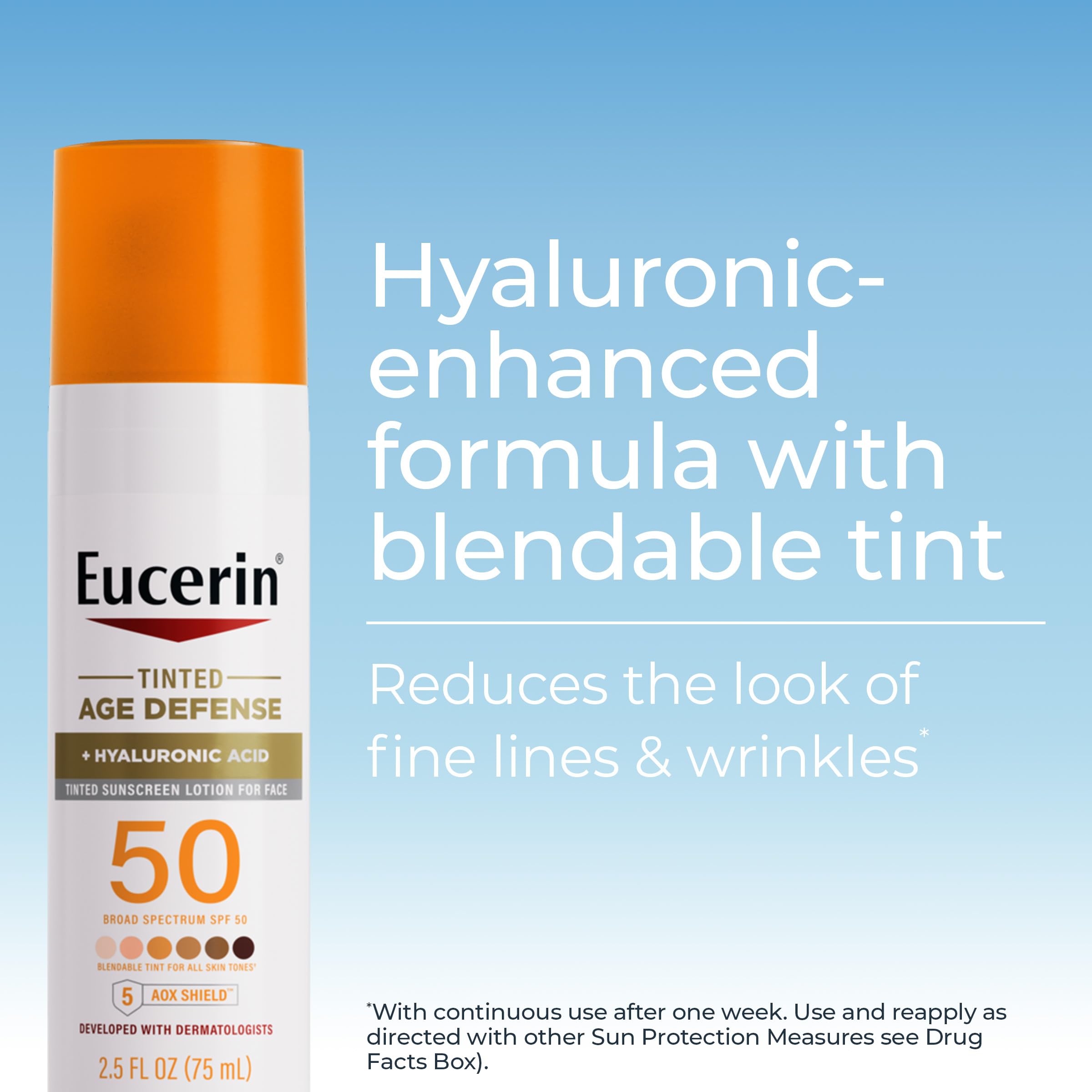 Aplicación de tinte facial de Eucerin para tono uniforme.