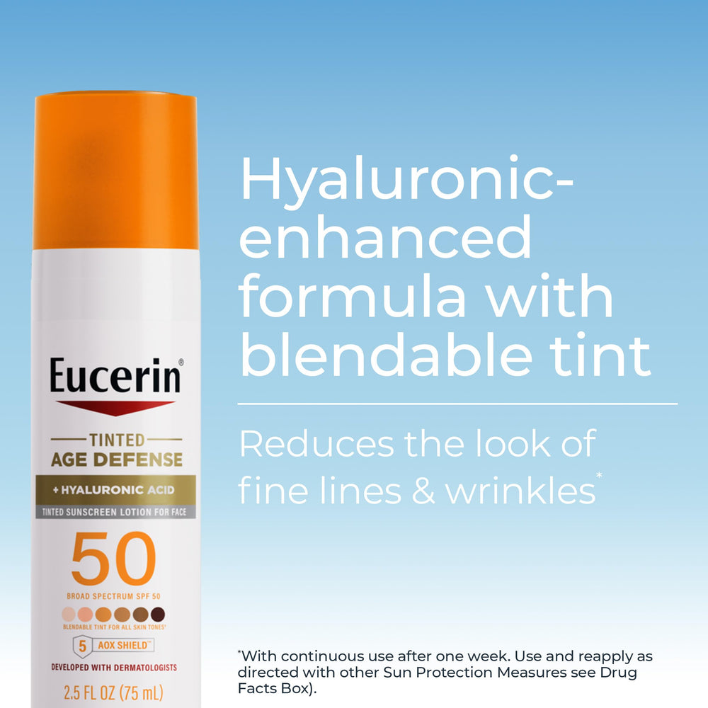 Aplicación de tinte facial de Eucerin para tono uniforme.