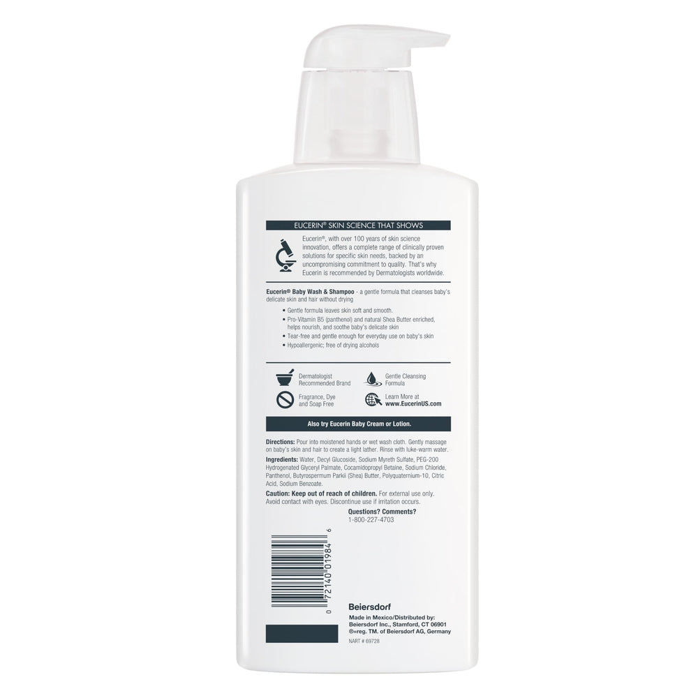 Eucerin Baby Unscented soft-skin result after gentle wash during bath time.