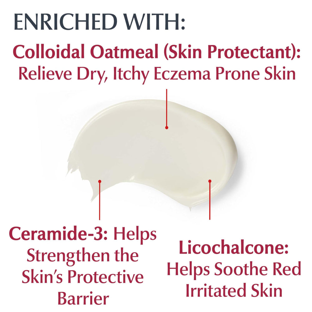 Textura ligera de crema Eucerin Eczema Relief en mano