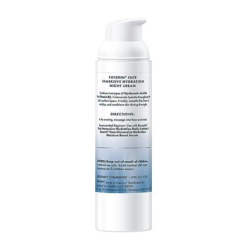 Textura ligera de la crema nocturna Eucerin en la piel