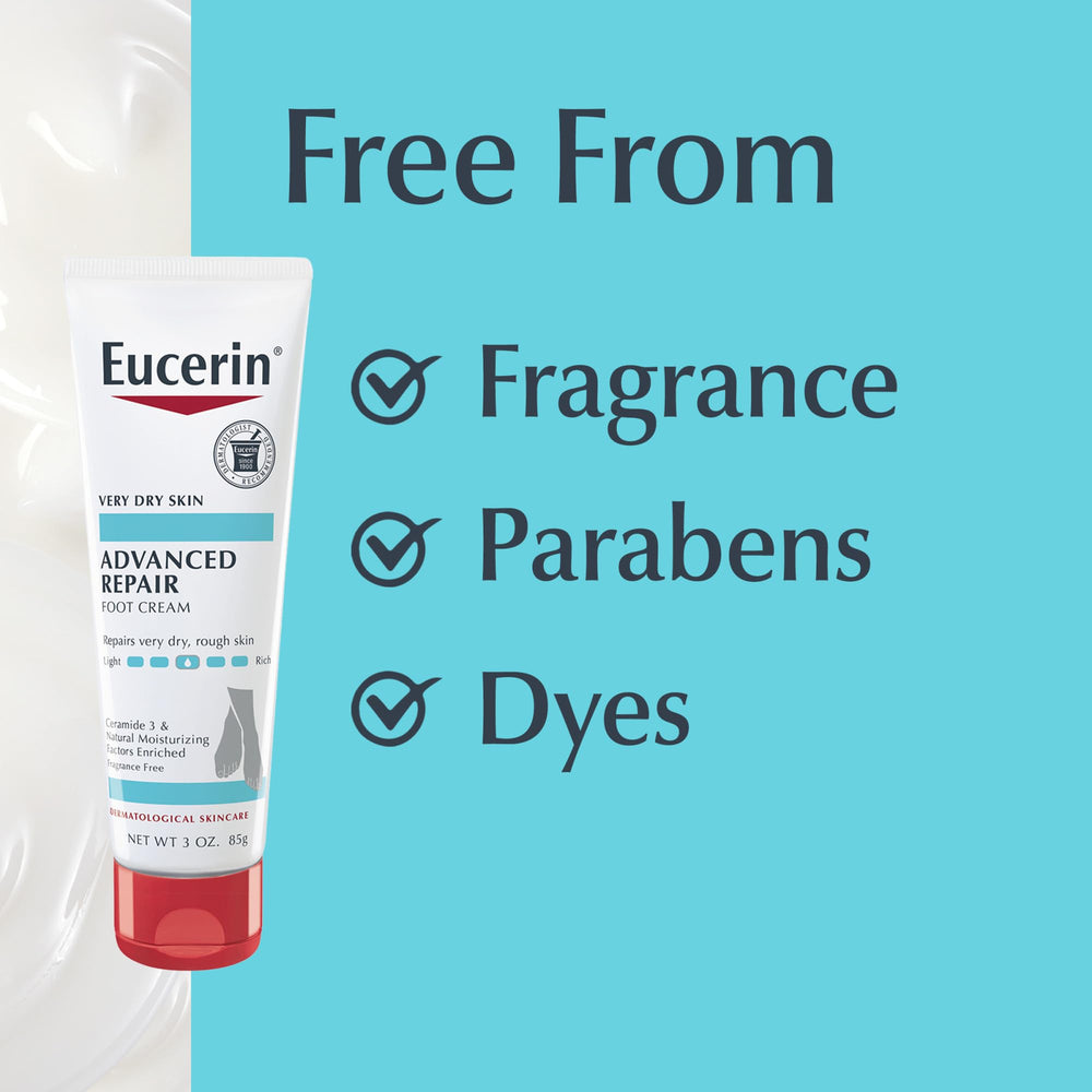 Formato libre de parabenos de la crema para pies Eucerin.