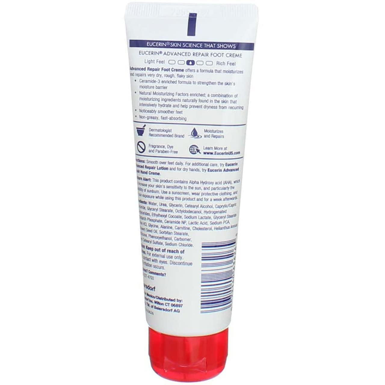 Crema de pies Eucerin, hidratacion intensa para piel seca.