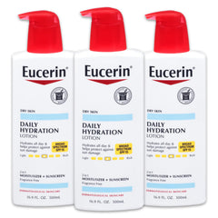 Eucerin Daily Hydration bottle with pump for quick daily moisture.