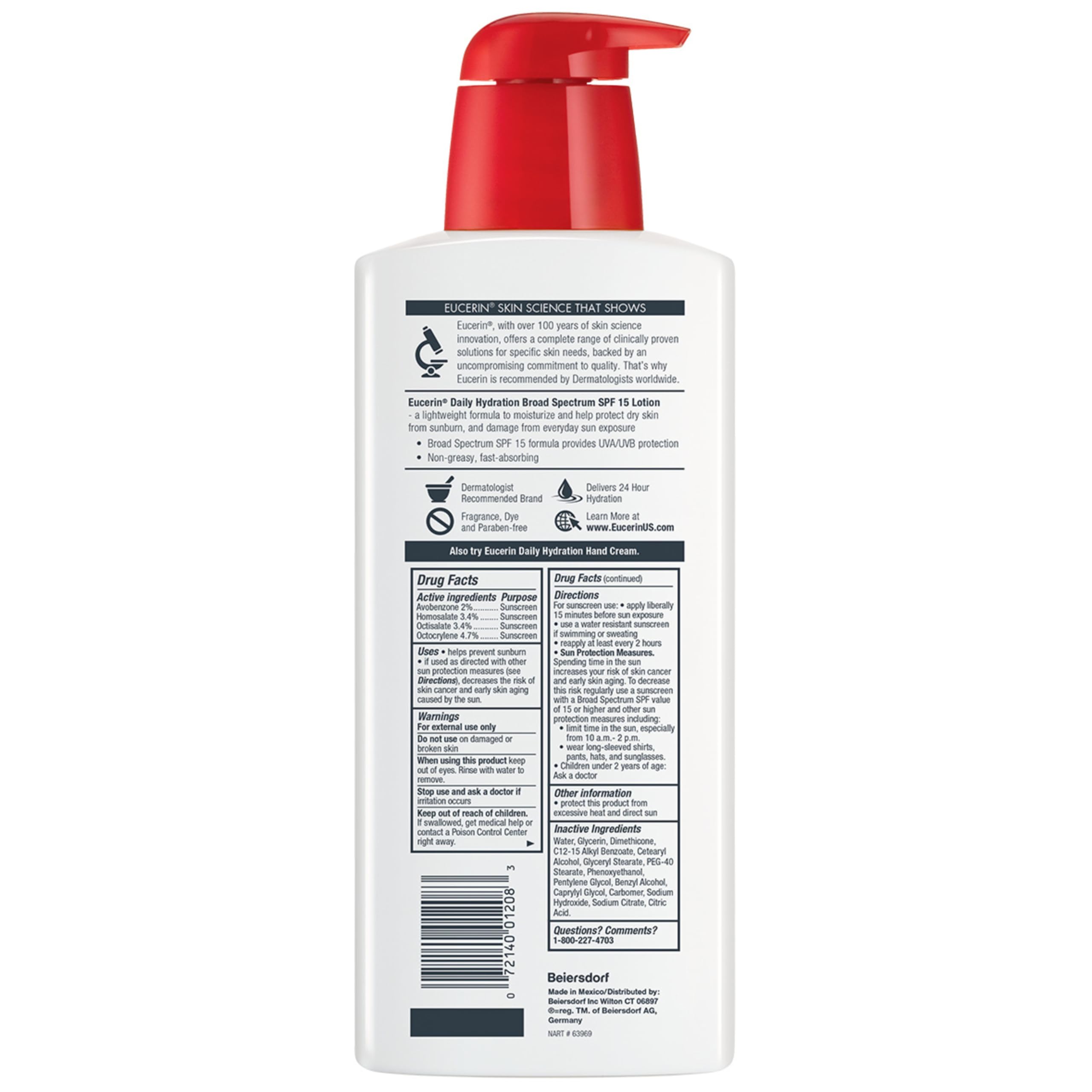 Non-greasy finish of Eucerin Daily Hydration lotion.