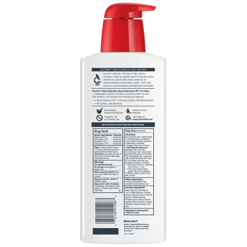Non-greasy finish of Eucerin Daily Hydration lotion.