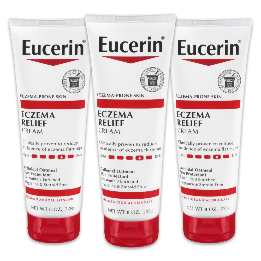 Eucerin Eczema Relief Cream tube showing lightweight texture for quick absorption.