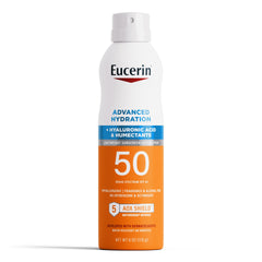 Eucerin Sun Advanced Hydration SPF 50 Spray en botella, cobertura sencilla.