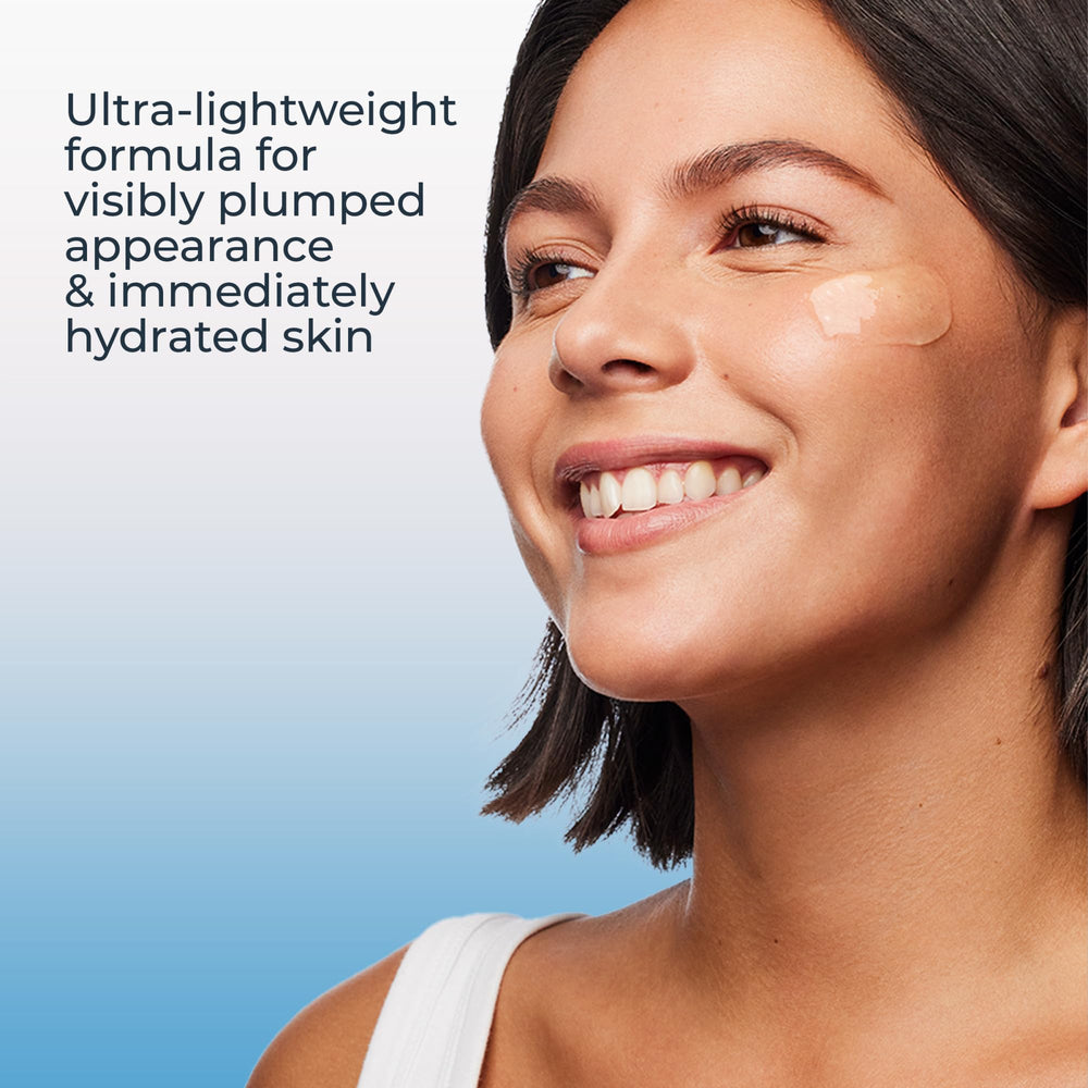 Clean background with Eucerin Immersive Hydration Serum conveys daily routine
