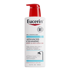 Bote de Eucerin Limpieza Avanzada sin fragancia para piel sensible