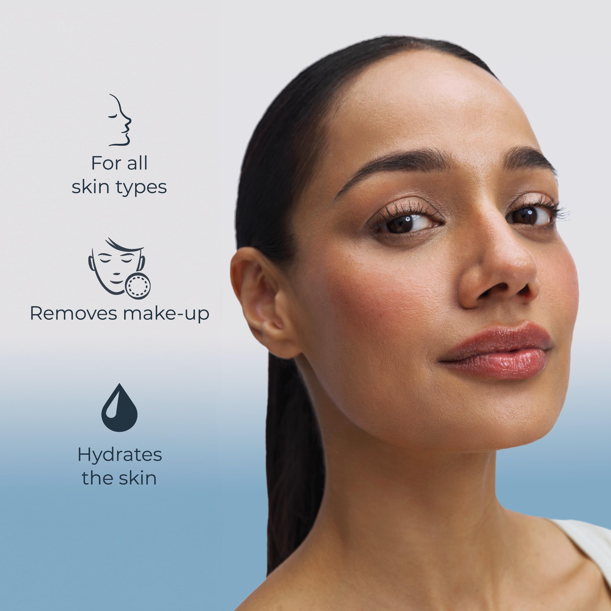 Remueve maquillaje y suciedad dejando la piel limpia y flexible.